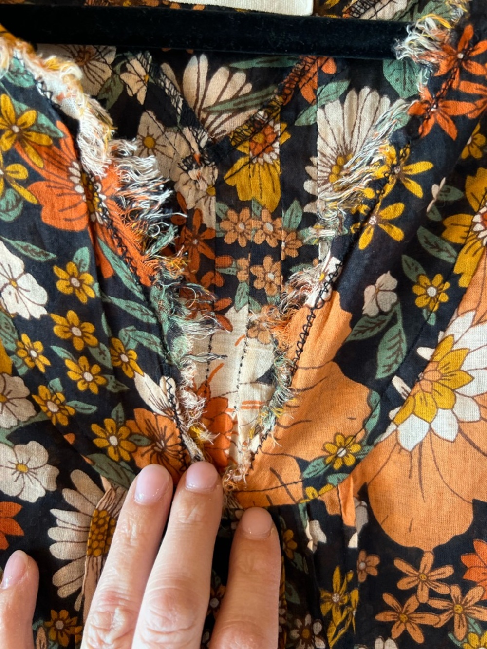 NATURAL LIFE Black Floral V-Neck Tunic with Orange & Yellow Flowers - Picture 4 of 8